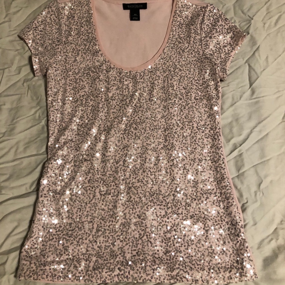 White House Black Market Pink Sequins Top XS